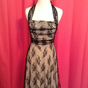XOXO Tan Dress with Black Lace
